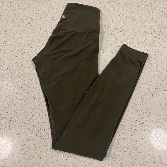 LULULEMON "In Movement" High-Rise Crop Everlux 19" or 25" | Sz 4 | Dark Olive - Picture 1 of 9